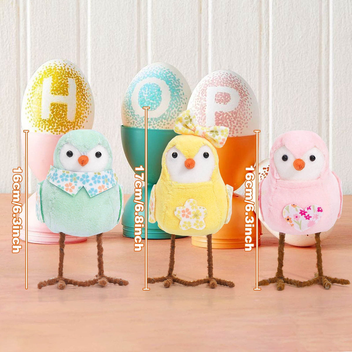 Chanana Easter Plush Bird Decorations Bird Figurines Table Ornament Cute Sparrow Fabric Sparrow Ornaments Centerpieces Table Tiered Tray Fireplace Spring Home Decor Tabletop Holiday Decorations