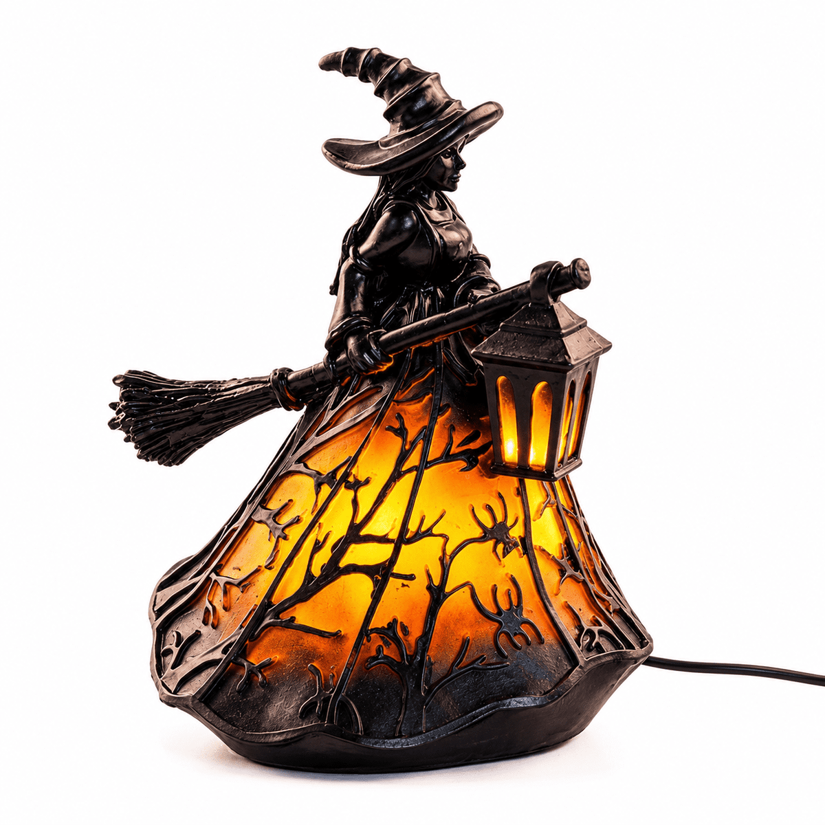Diceymbol 11.81 Inch Halloween Ghost Night Light, Witch Hat Ghost Lamp with Jack O Lantern, Halloween Decorations Indoor for Table Mantel Party Decor