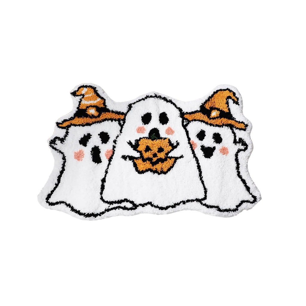 Halloween Bath Mat Ghost Multicolor Irregular Mat 27.56x17.72in Polyester Skidproof & Absorbent for Bathroom Entryway Living Room Halloween Door Mat by MPOISVA