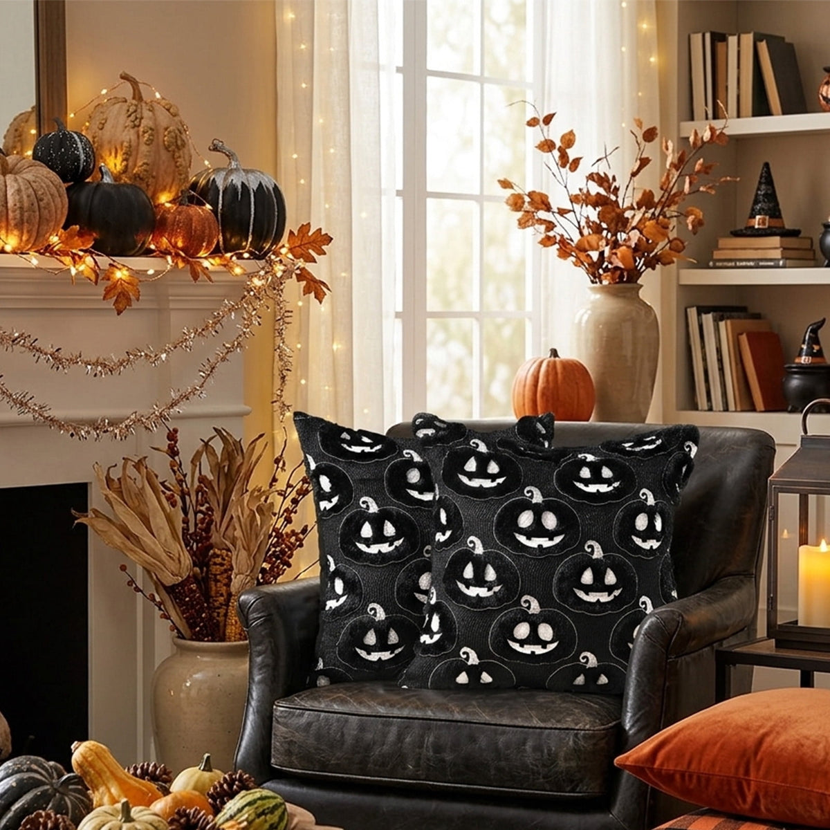 Cute Reading Ghost Plush Throw Pillow, Halloween Book & Pumpkin Bucket Ghost Stuffed Cushion, Spooky Season Decorative Pillow, for Sofa, Bedroom, Party Decor