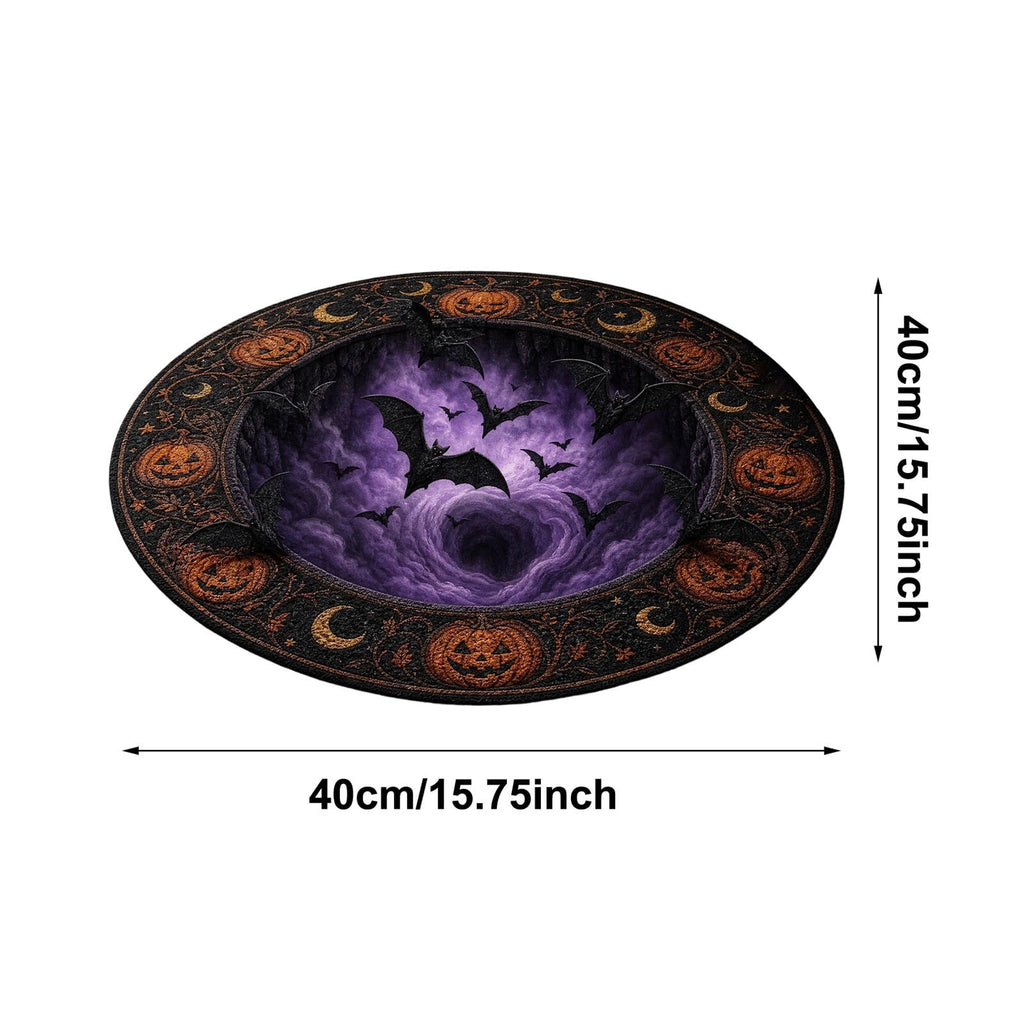 Win s Way 3D Illusion Round Halloween Rug Optical Illusion Doormat Non- Washable Entryway Decor Spooky Fall Front Door Mat for Party Decoration Available in 15.8/23.6/31.5 Inch