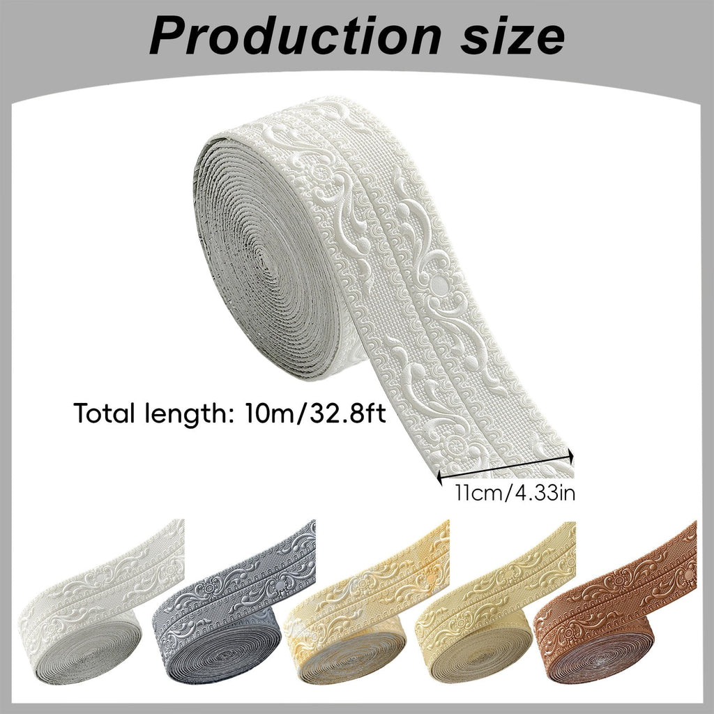 1 Roll Foam Molding Trim Peel and Stick,Flexible Molding Wallpaper Border,Self Adhesive 3D Wall Base Moulding Trim,Wall Edging Lines Foam Baseboard,Wall Base Moulding Trim,(White,90.55x3.14 in)