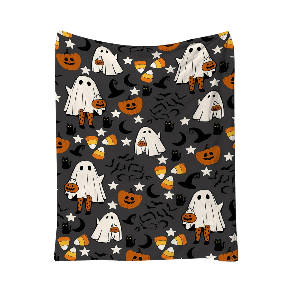 Halloween blanket,Halloween Print Throw Blanket Flannel Soft Cozy Decorative Nap Blanket with Ghost Pumpkin Skull for Office Bedroom Sofa Camping Travel(100x150cm/39x59 Inch),Black