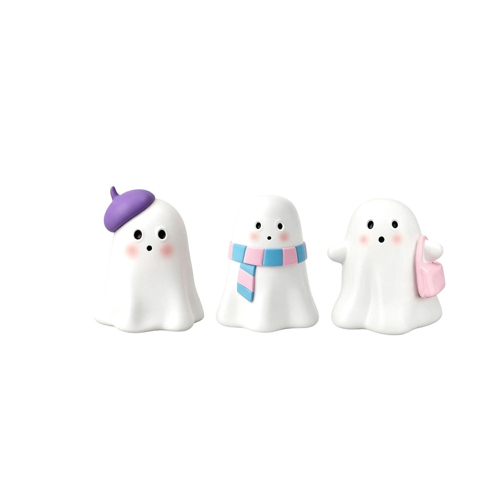 Pink Halloween Decor Ghost Candy Bowl Figurine with Bow and Scalloped Holder for Indoor Tabletop Decor and Party Favor Display