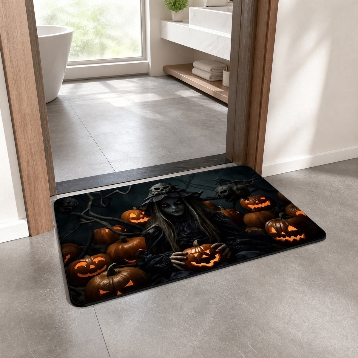 Front Door Mat Indoor Outdoor Entrance Rug, Semicircular Entrance Mat, Half Round Waterproo Non-Slip Durable Rubber Doormat for Garage, Patio, 29.5 inch