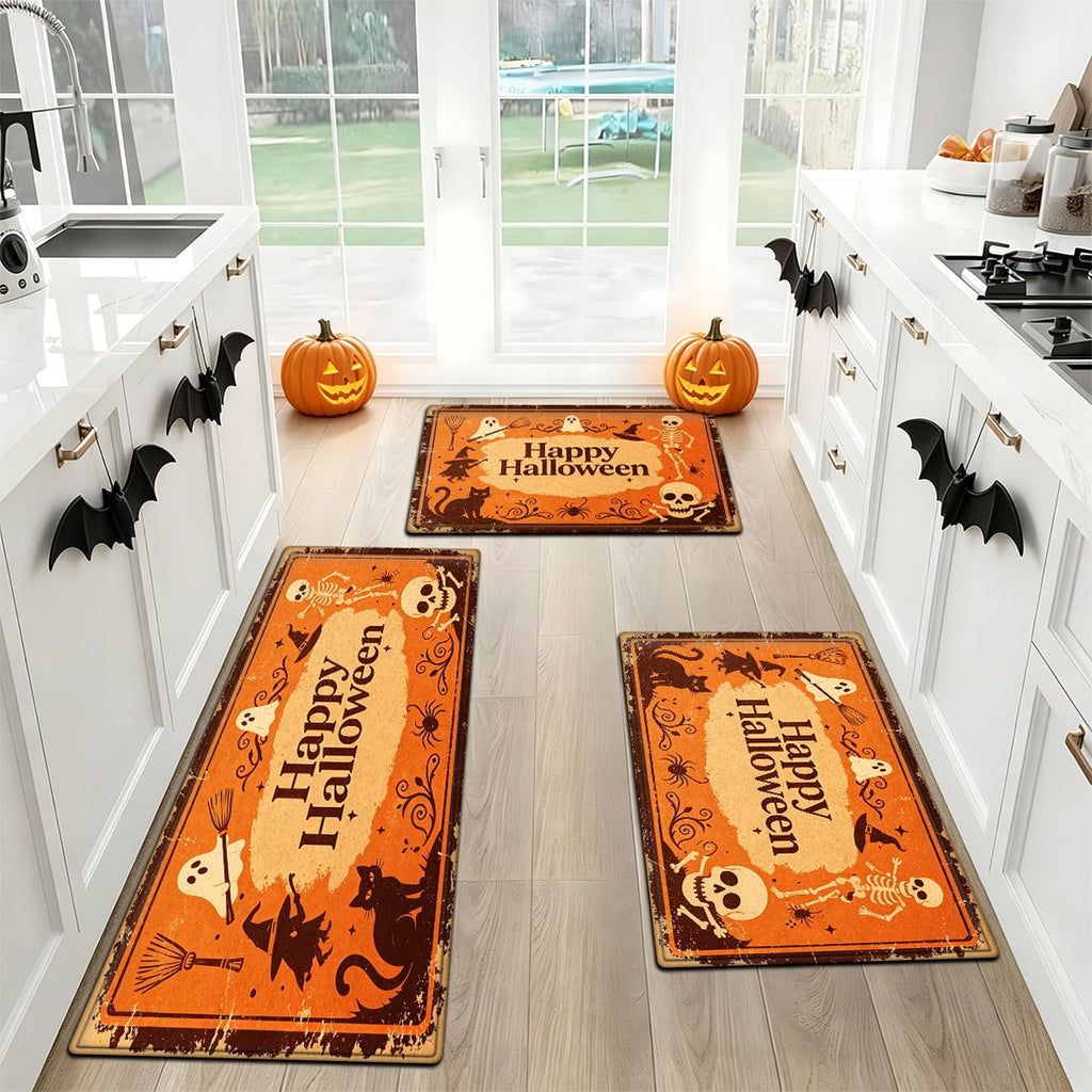 YIMEIS Halloween Orange Pumpkin Lantern Soft Non-slip 1Pc Flannel Mat and Kitchen Rugs,16''x24'',for Bathroom Entryway Bedroom