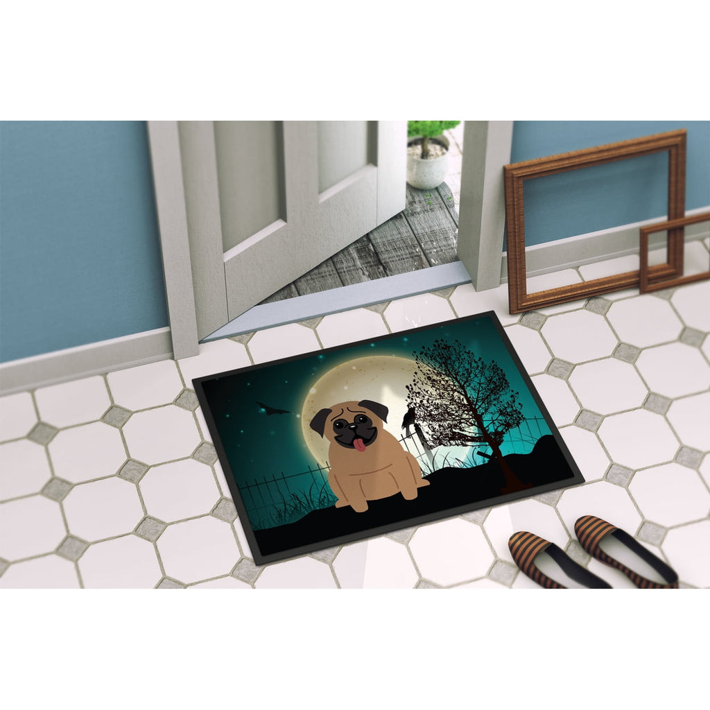 Carolines Treasures BB2194MAT Halloween Scary Pug Cream Indoor or Outdoor Mat, 18 x 0.25 x 27 in.