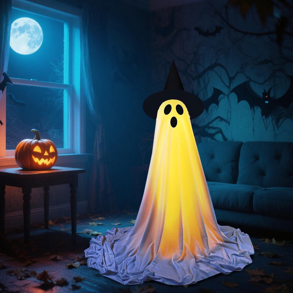 Resin Halloween Ghost Figurine, 10cm Black Spooky Ghost Statue for Mantel Tabletop Centerpiece Porch Indoor Cute Halloween Decor