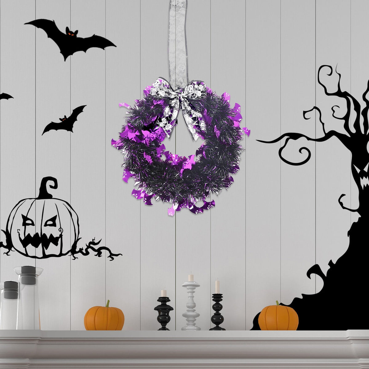 YIMWNYI Halloween Garland Wreath Decoration, Halloween Decor, Halloween Door Wreath, Indoor Outdoor Decoration, Fall Decor, Festive Wreath for Home