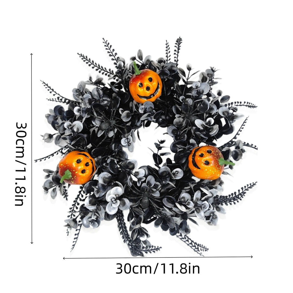 Hotyverty Halloween Wreath for Front Door, 13.77 Inch, Skull With Black Bow Wreath Halloween Decorations For Covered Outdoor Door & Farmhouse Gothic Home Ornament