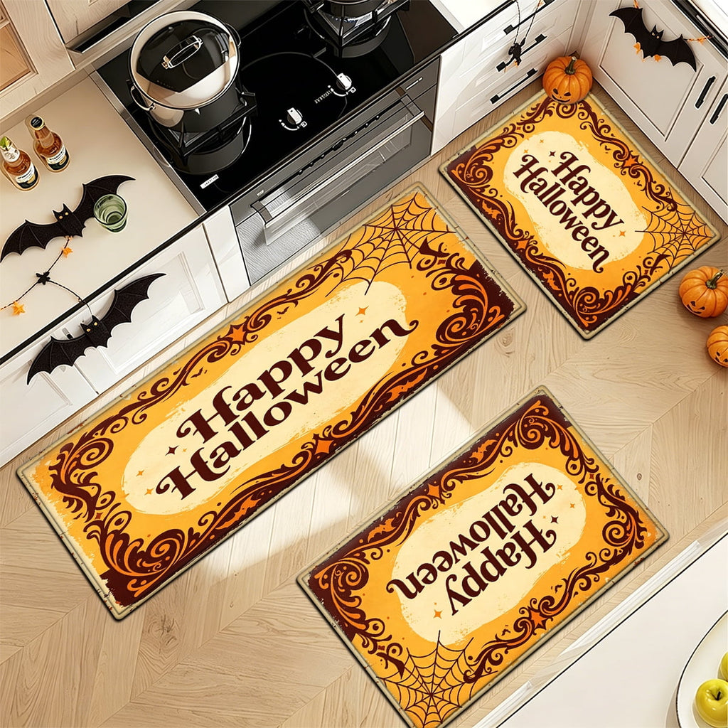 YIMEIS Halloween Orange Pumpkin Lantern Soft Non-slip 1Pc Flannel Mat and Kitchen Rugs,16''x24'',for Bathroom Entryway Bedroom