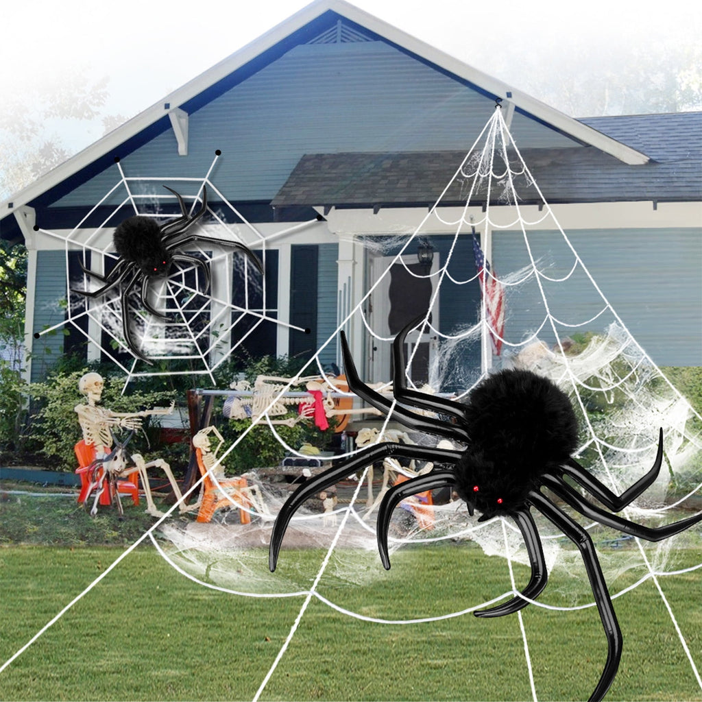 Halloween Inflatable Spider Halloween Outdoor Decorations Hairy Black Spider Scary Giant Spider Indoor Outdoor Blowup Spider Decoration Props For Halloween Yar