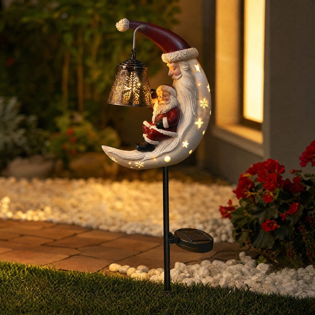Solar Halloween Garden Stake Light, Bats & Spooky Ghosts Waterproof Solar Lantern Stake with Hanging Pumpkin, Outdoor Halloween Yard Decor for Garden Patio Lawn Pathway