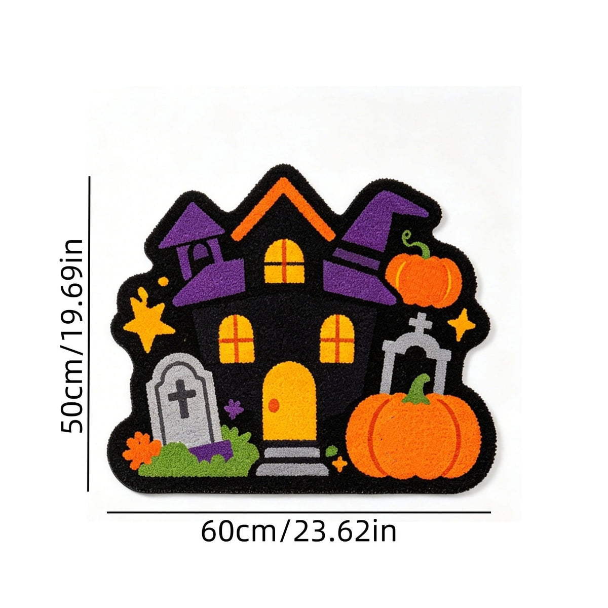 Halloween Door Mat Pumpkin Shaped Non-Absorbent Skidproof Mat 15.75x23.62in Polyester Skidproof & Weather Resistant for Front Door Porch Indoor Outdoor Halloween Door Mat by MPOISVA