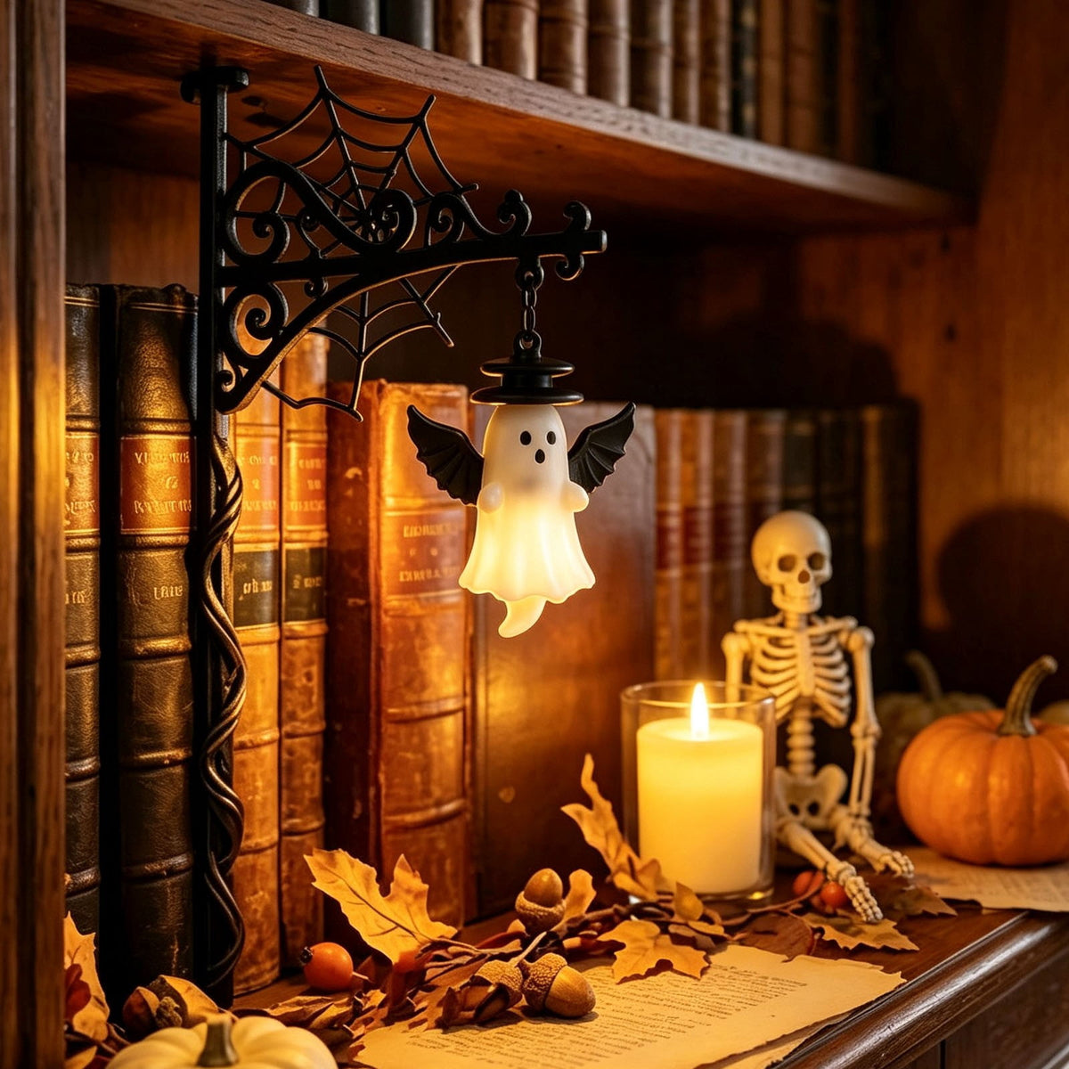 Diceymbol 11.81 Inch Halloween Ghost Night Light, Witch Hat Ghost Lamp with Jack O Lantern, Halloween Decorations Indoor for Table Mantel Party Decor