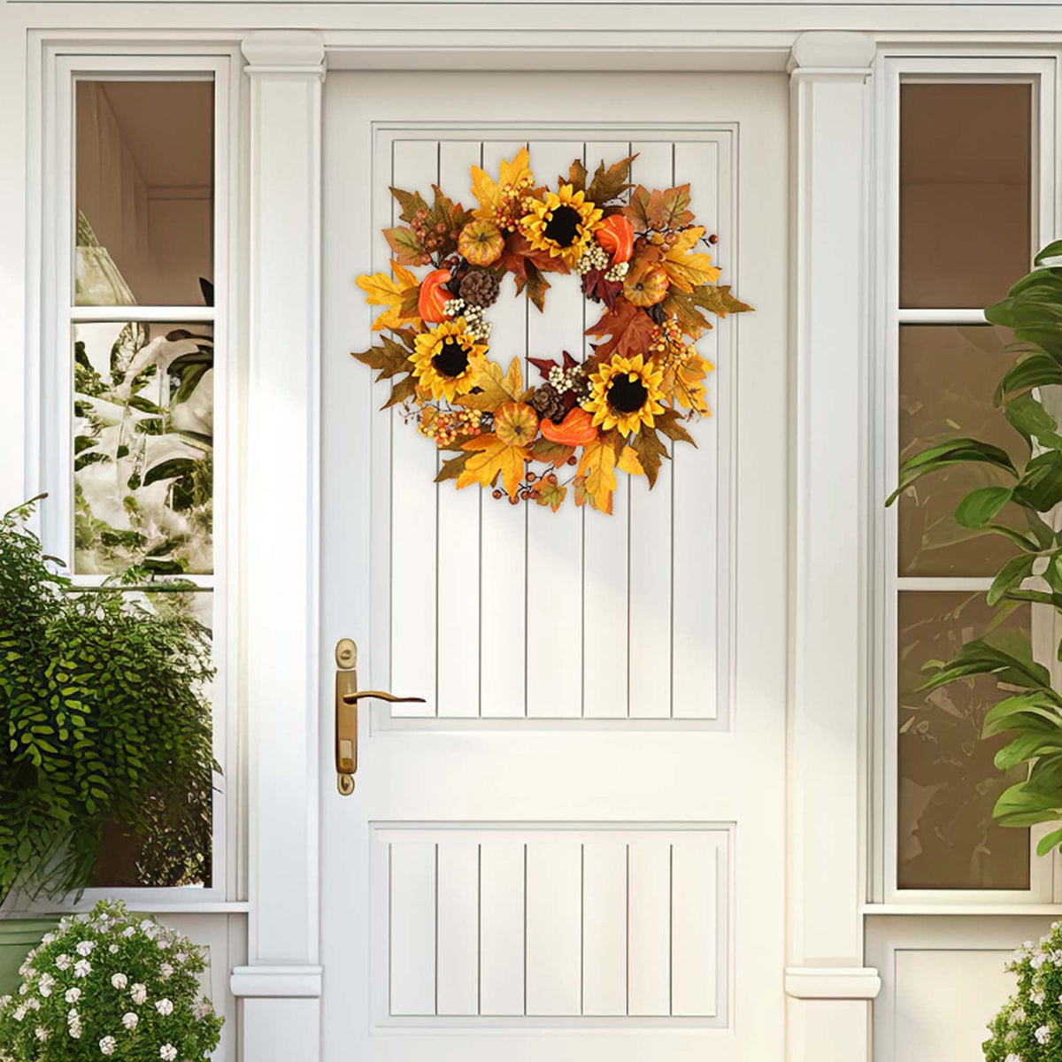 YIKA Halloween Decoration Fall Peony And Pumpkin Wreath Colorful Decorative Garland Home Decoration And Ornaments Suitable For Decoration In Multiple Scenarios F3Halloween Yard Decor