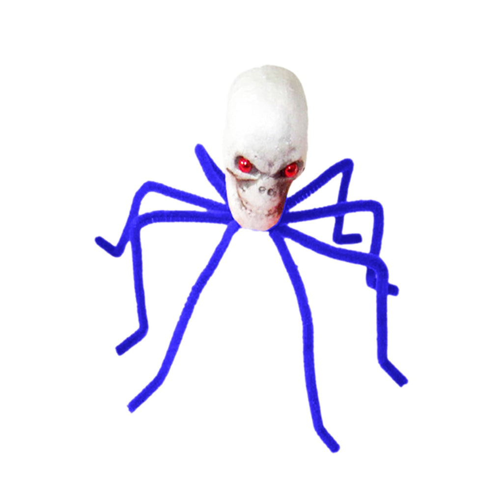 Halloween Skull Head Spider Decoration 11.81inch Creepy Skeleton Spider Decoration with Crossed Bones ABS Plastic Indoor Outdoor Party Layout Supply for Spooky Scene Decor