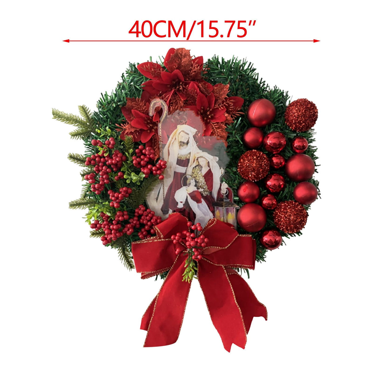 TNDBKQWR Christmas Wreath Decoration Wreath with Bow, 16 Inch Artificial Wreaths for Front Door, Christmas Decorations Halloween Decor Door