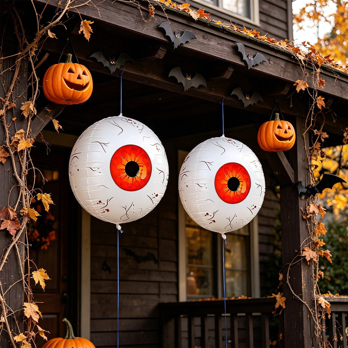 Halloween Decoration Outdoor Clearance Under $5.00!2PCS Halloween Inflatable Eyeball Decorations Bloodshot Eyeball Balloons Set Hanging Horror Eye Ornaments For Halloween Yard Window Party Decor