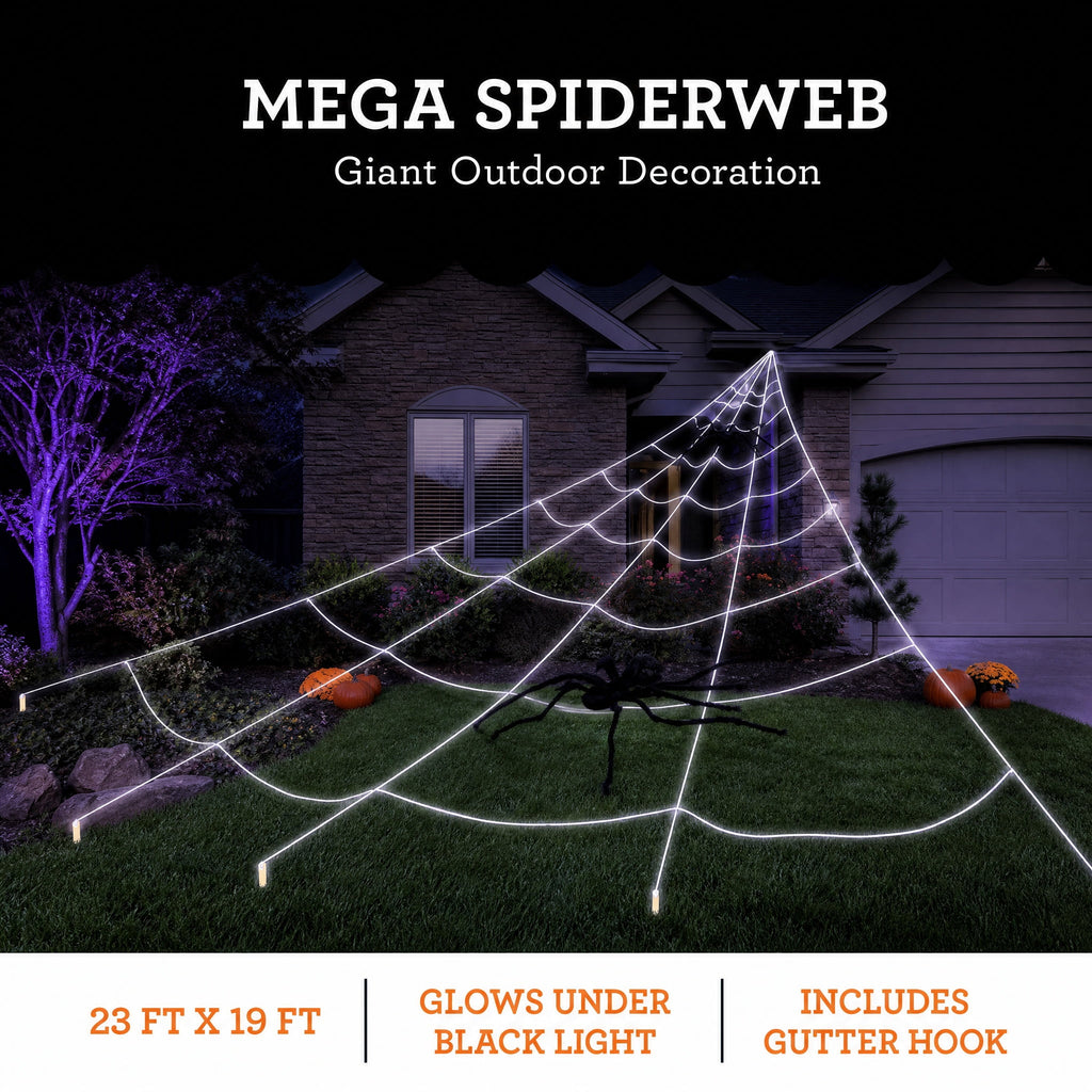 Mega Spiderweb Decoration, White, 23' x 19', Halloween by Way To Celebrate