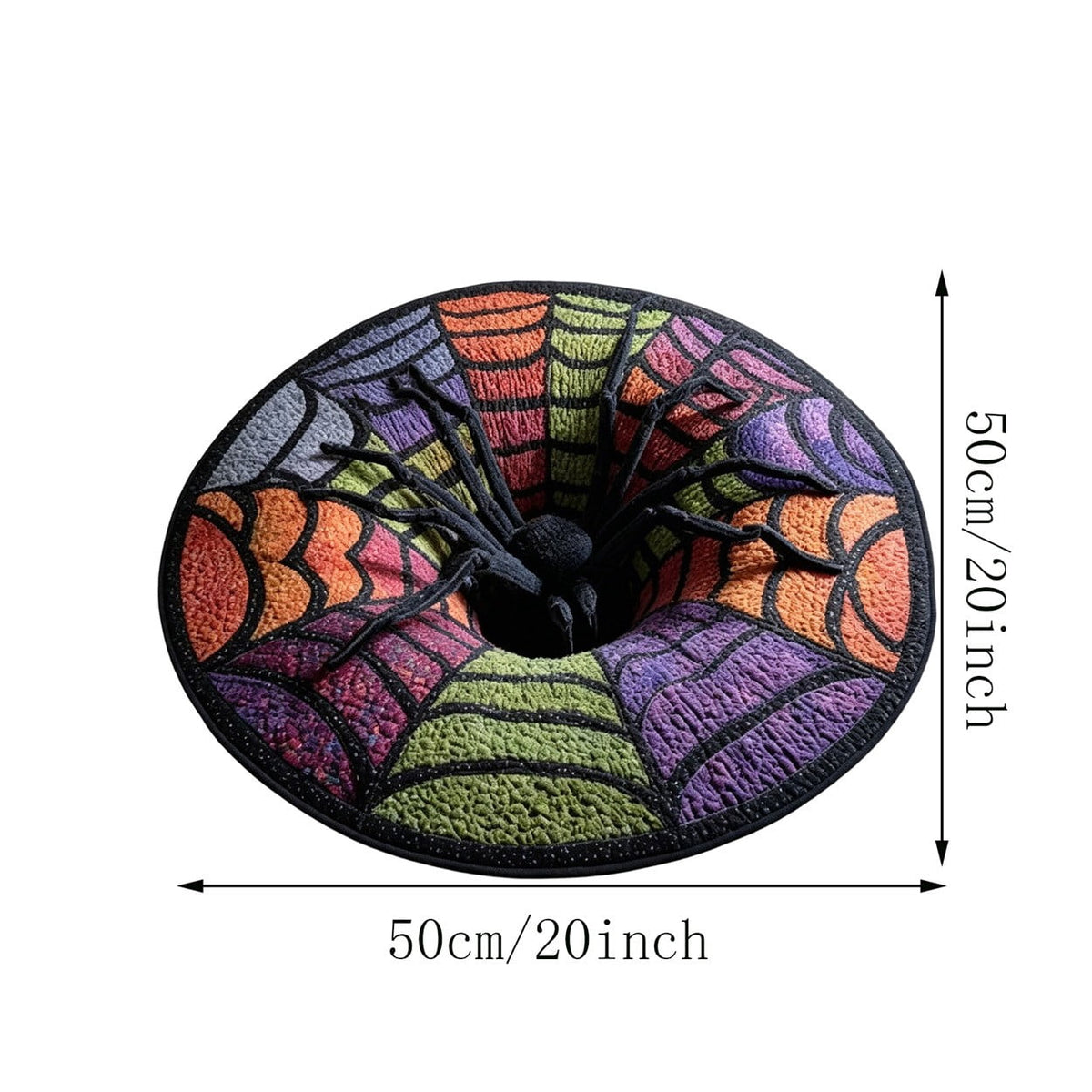 3D Optical Illusion Halloween Round Rug – Spooky Ghost Pumpkin Design, Non Slip Rubber Backing Doormat for Entryway Bedroom, Machine Washable Floor Mat Home Decor