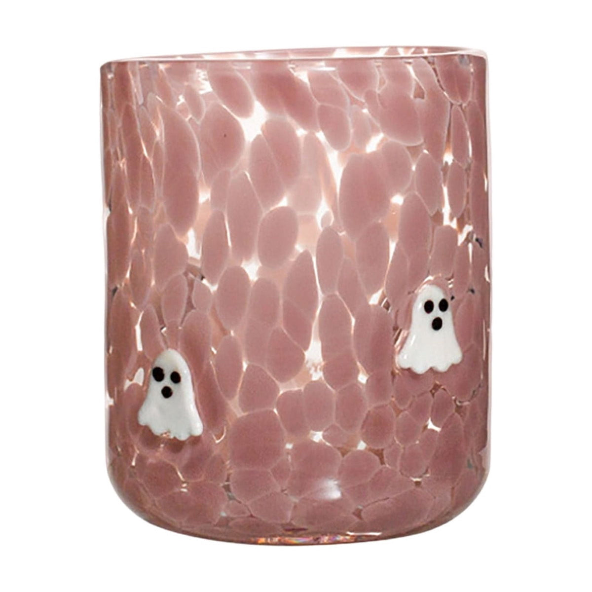 Qocolcyl Halloween Icon Glass Cups - 3.5x4.7in Ghost Bat Snake Pumpkin Icon Juice Stemless Wine Glasses Double Old Fashioned Hand Blown Drinking Cups for Halloween Party Gift