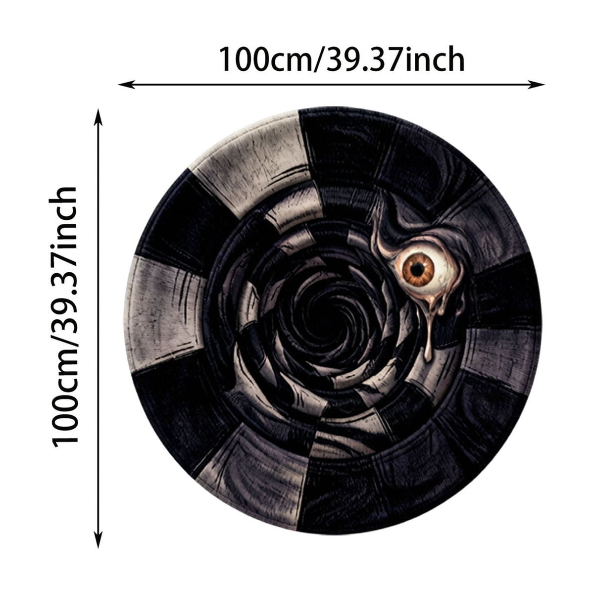 Win s Way 3D Illusion Round Halloween Rug Optical Illusion Doormat Non- Washable Entryway Decor Spooky Fall Front Door Mat for Party Decoration Available in 15.8/23.6/31.5 Inch