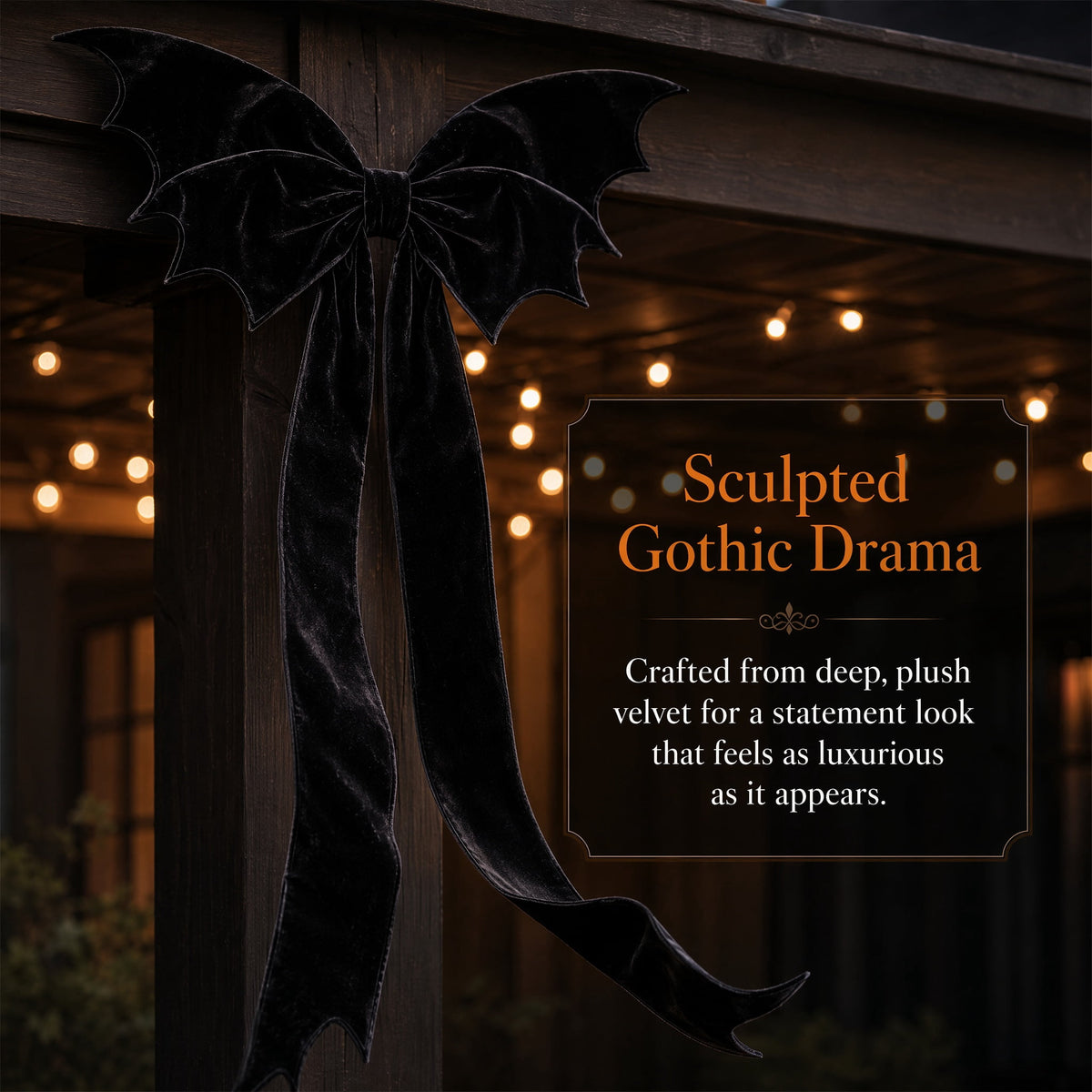 Halloween Decor, Black Bow, Giant Velvet Halloween Bow, Black Bat Wing Decor, Spooky Gothic Tree Topper for Front Door Wreath Suitable for Hanging on Doors and Fireplaces