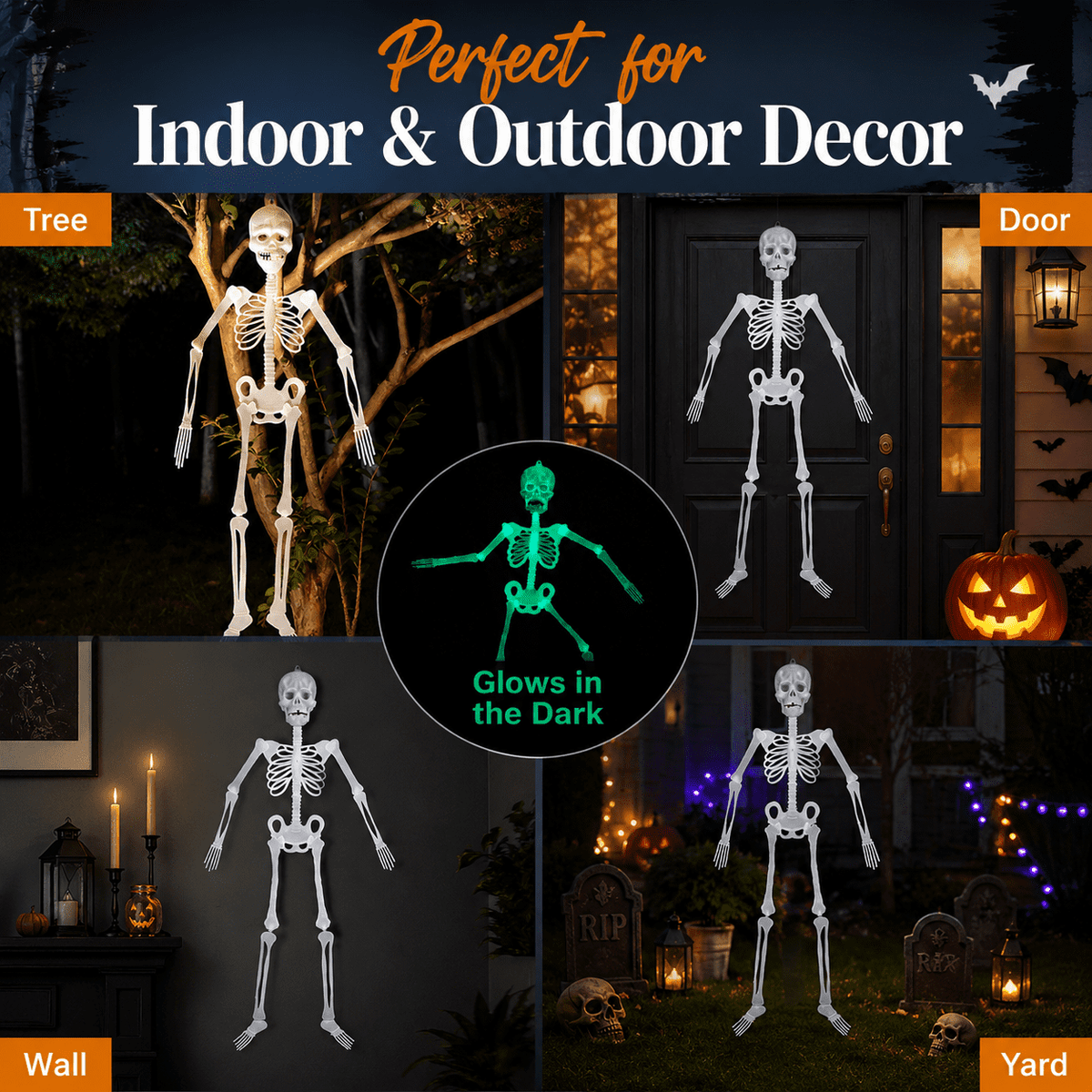 Life Size Skeleton 3 ft Luminous Halloween Skeleton Life Size Skeleton Poseable