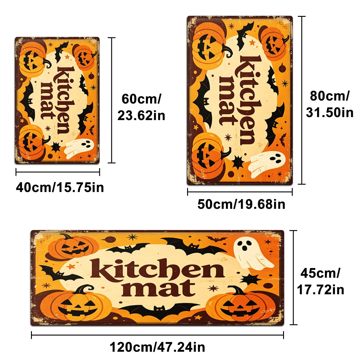 YIMEIS Halloween Orange Pumpkin Lantern Soft Non-slip 1Pc Flannel Mat and Kitchen Rugs,16''x24'',for Bathroom Entryway Bedroom