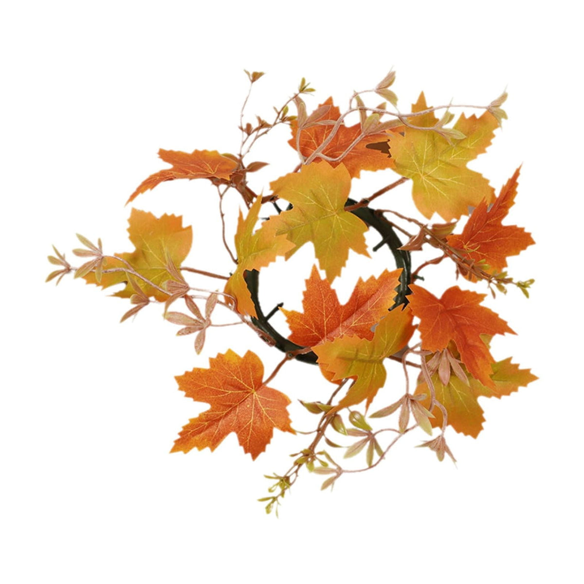 Guozer 1PCS Fall Candle Rings Wreaths Decorative Rattan Garland with Maple Leaf Berries for Thanksgiving Halloween Table Decor (No Light)