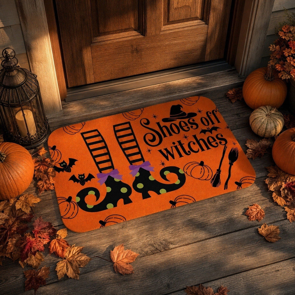 Halloween Ghost Dog Door Mat, Outdoor Coir Entrance Mat for Porch, Spooky Decor for Home Outdoor Entryway Black