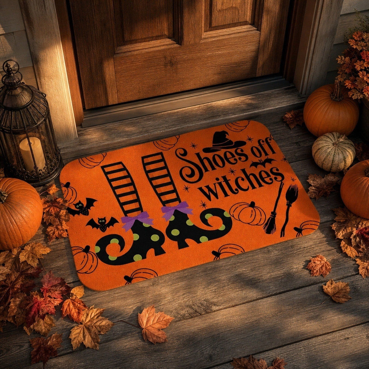Halloween Ghost Dog Door Mat, Outdoor Coir Entrance Mat for Porch, Spooky Decor for Home Outdoor Entryway Black