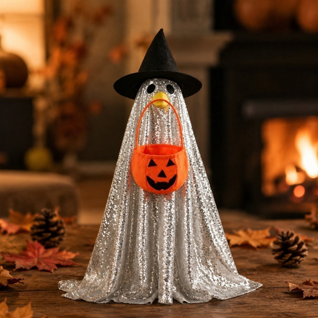 Halloween Garden Porch Decor, Porch Goose Outfits Halloween, 23 Inch Porch Goose Outfits, Witch Dress and Hat Set, Fits 23X11X26 Inch Standing Plush Goose for Front Porch Lawn