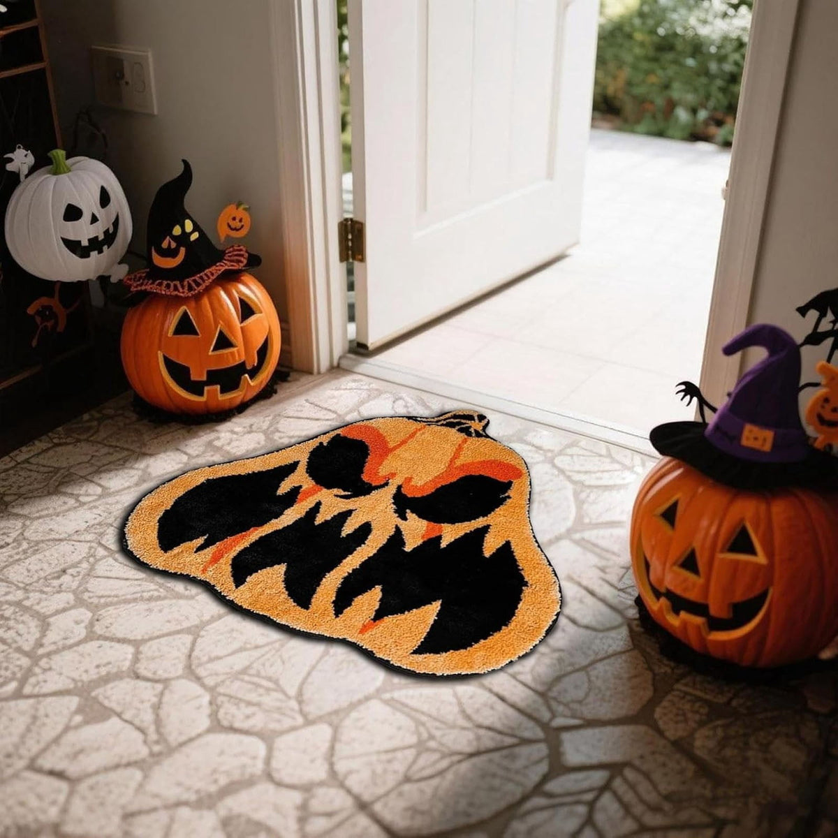 Halloween Carpet Decorations - Halloween Web Bath Mat - Rugs Decor - Bathroom Rug Decoration Room Decorations Spooky Witch Home Cute Mats For Kitchen Bedroom Family Decor