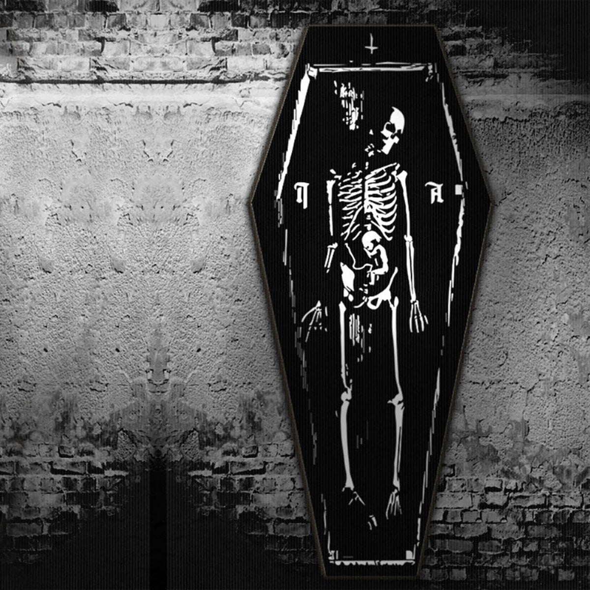 Harliver Halloween Carpet Gothic Coffin Shaped Skeleton Rug, Non Slip Washable Halloween Door Mat, for Bathroom Home Indoor Kitchen Bedroom Living Room Halloween Decorations, 15.7 x 47.2in