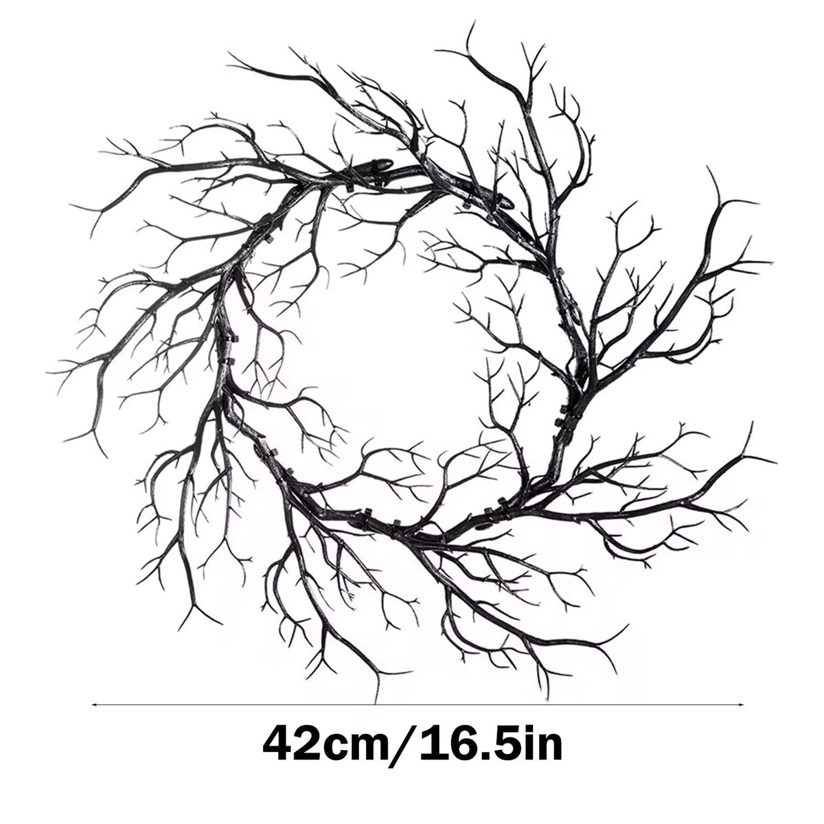 Plastic Twig Wreath for Front Door Halloween Decor, Indoor Outdoor Hanging Ornament with Spooky Vibe