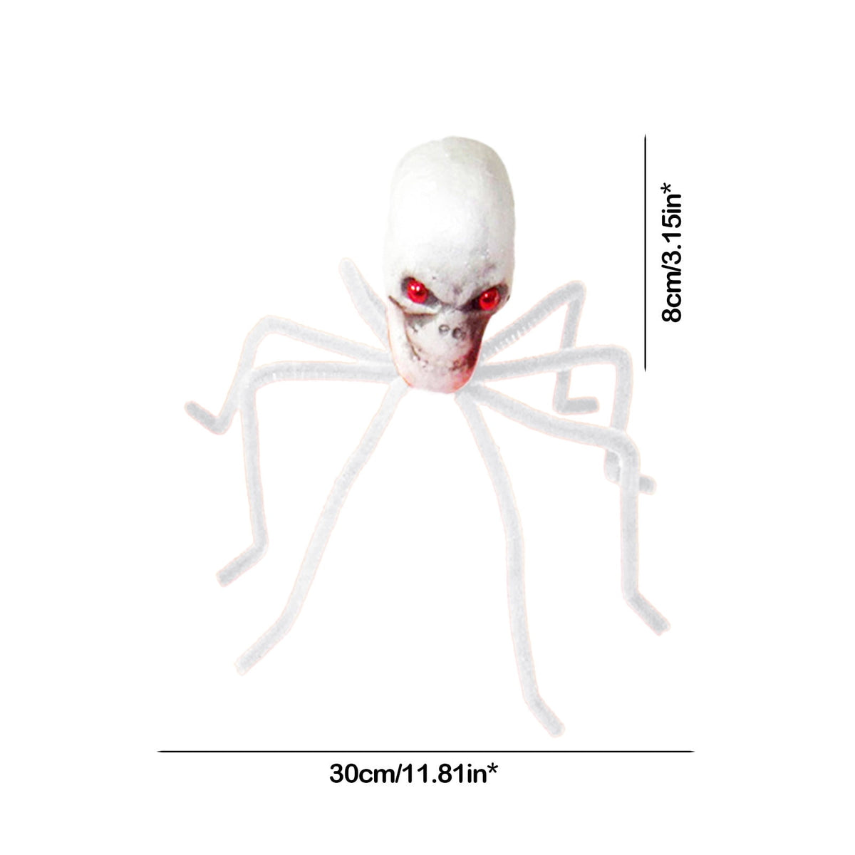Halloween Skull Head Spider Decoration 11.81inch Creepy Skeleton Spider Decoration with Crossed Bones ABS Plastic Indoor Outdoor Party Layout Supply for Spooky Scene Decor