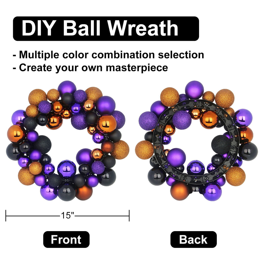 DUNCHATY Halloween Ball Garland Wreath, 14 Inch - Spooky Decor for Parties, Events, Gifts - Door Window Wall