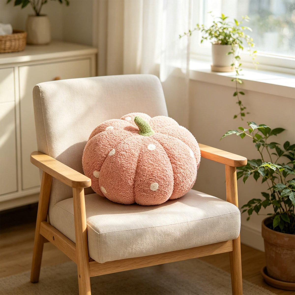 Yhmxh Soft Fluffy Pumpkin Throw Pillow, 3D Plush Sherpa Stuffed Pumpkin Cushion Decor, Cute Autumn Harvest Pumpkin Shaped Plush Toy for Sofa Couch Bed Farmhouse Thanksgiving Halloween Party Decor
