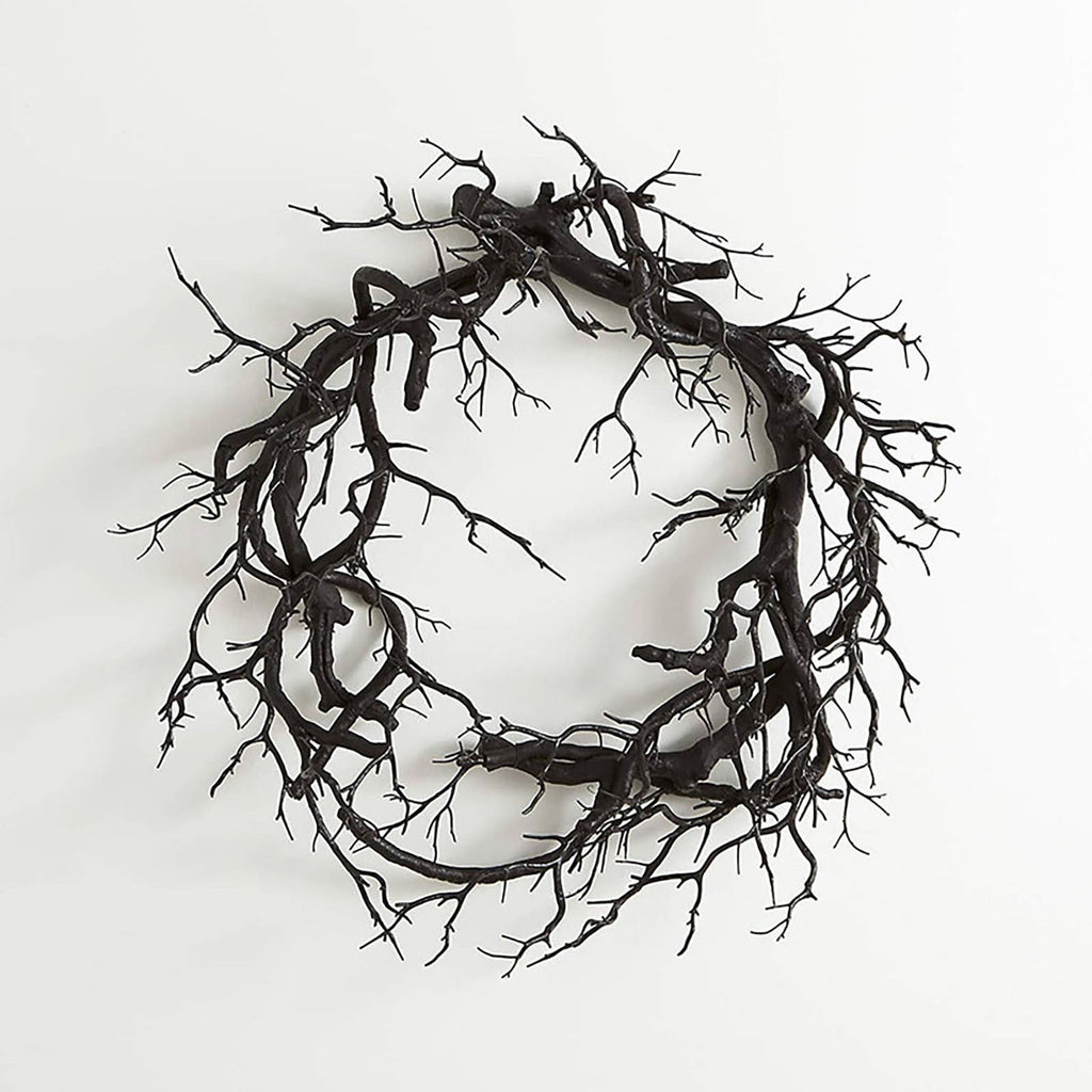 Artificial Black Branch Halloween Wreath for Front Door Outdoor Decor Black Grapevine Wreath with Dead Branch Garland for Indoor Party Home Wall Seasonal Pendant