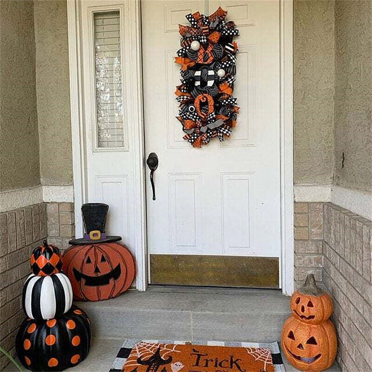 YouLoveIt Boo Halloween Wreath Halloween Pumpkin Wreath for Front Door Halloween Wreath Hanging Welcome Wreath Sign Halloween Decorations Front Door Halloween Party Hanging