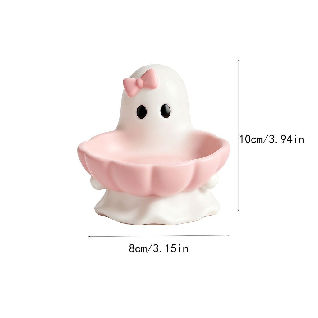 Halloween Decoration Ghost Figurine 11in Resin Ghost Statues with Pumpkin Candy Bowl for Outdoor Indoor Front Door, Porch Yard Lawn Party Decor