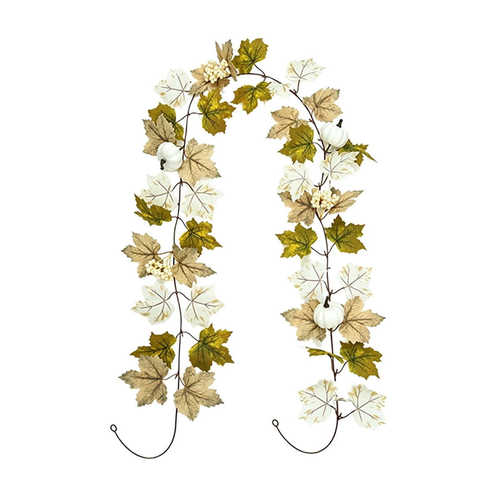 Chmadoxn 78.74" Halloween Thanksgiving Maple Leaf Garland with Mini Pumpkins & Berries, Artificial Fall Leaves Vine for Mantel Staircase Porch, Autumn Harvest Hanging Home Decor
