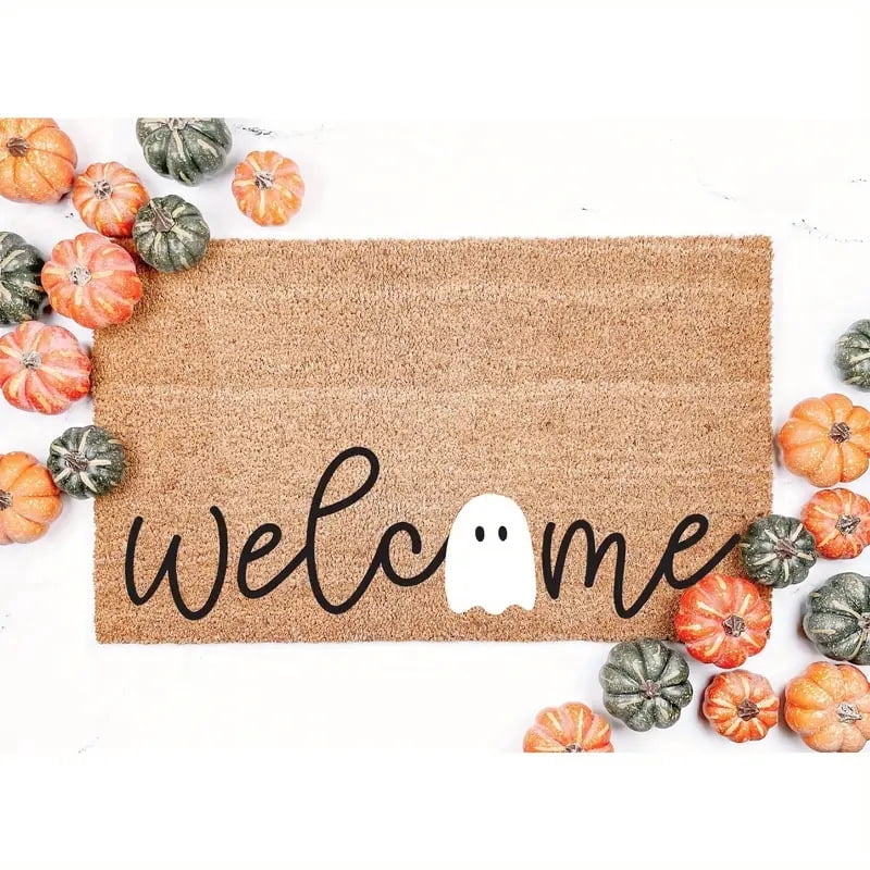 Jinswick Fall Welcome Doormat, Fall Pumpkin Front Door Outdoor Doormat Outdoor Entrance Porch Non-Slip Rubber Floor Mat Fall Halloween Thanksgiving Farmhouse Decoration 16" x 24"