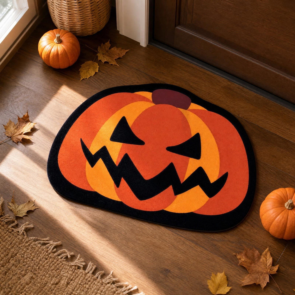 Halloween Door Mat Pumpkin Shaped Non-Absorbent Skidproof Mat 15.75x23.62in Polyester Skidproof & Weather Resistant for Front Door Porch Indoor Outdoor Halloween Door Mat by MPOISVA