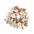 12 Inch Fall Wreath with Pumpkins & Maple Leaves - Autumn Harvest Wreath for Front Door, Thanksgiving & Halloween Farmhouse Decor