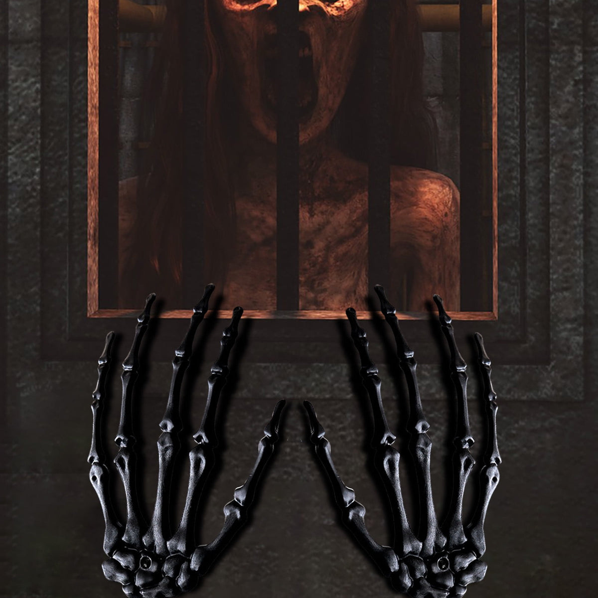 Darzheoy 2 Pack Halloween Skeleton Hands Realistic Life Size Skeleton Hands for Ghost Festival Halloween Themed Party Decoration Props (Right & Left)