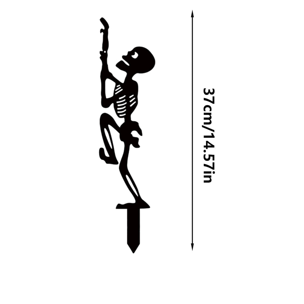 Halloween Metal Stakes Outdoor Decor Black Skeleton Silhouette Yard Decorations 14.57'' Spooky Skull Lawn Stakes for Halloween Garden Patio Pathway Autumn Decorative Stakes