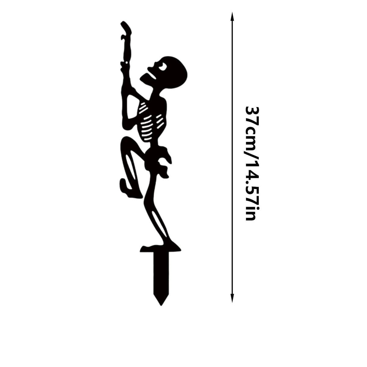 Halloween Metal Stakes Outdoor Decor Black Skeleton Silhouette Yard Decorations 14.57'' Spooky Skull Lawn Stakes for Halloween Garden Patio Pathway Autumn Decorative Stakes